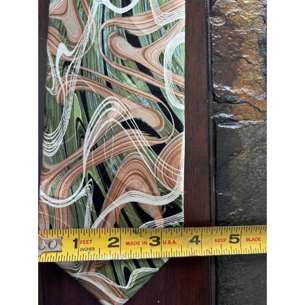 Lot of 2 Arrow USA 1851 Men's Necktie Green Brown Swirl Abstract Business Casual
